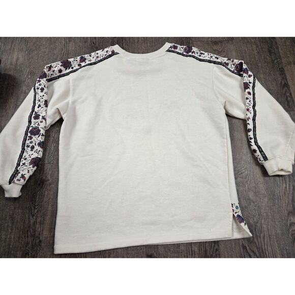 PASTA Embroidered Vintage Ivory 1980s 1990s Crewneck Sweatshirt Floral Small - Picture 6 of 6